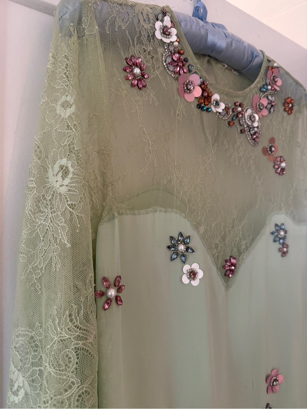 Anthropologie embellished and lace custom special occasion midi dress M - Picture 3 of 13